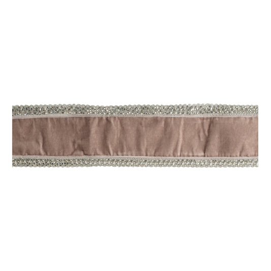 Platinum Velvet Ribbon with Beaded Edges – 4" x 5 Yards
