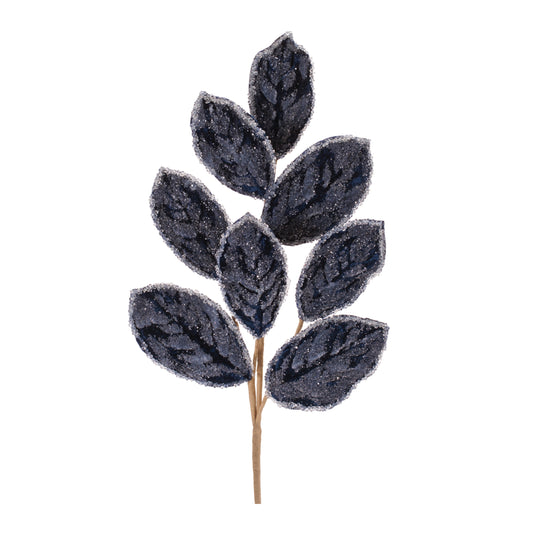 Navy Glitter Leaf Spray – 27"