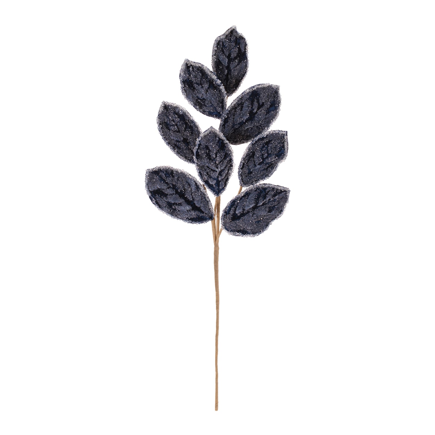 Navy Glitter Leaf Spray – 27"