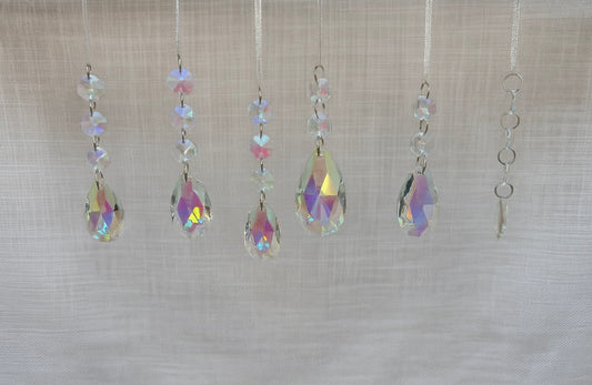Iridescent Teardrop Crystal Ornament Set – Set of (6)