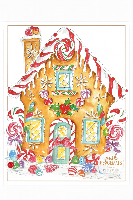 Gingerbread House Die-Cut Placemats – Set of 10
