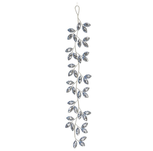 28.5” Rhinestone Leaf Ornament – Blue/Silver