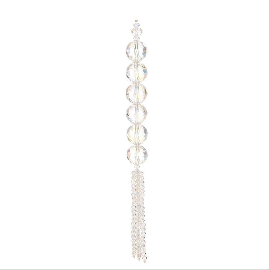 8.5” Bead Drop Ornament with Tassel – Clear