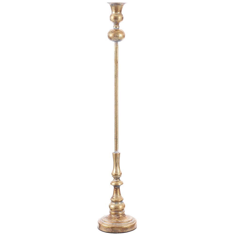 27" Antique Gold Metal Taper Candle Holder