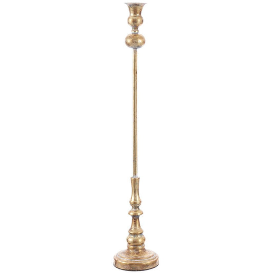 27" Antique Gold Metal Taper Candle Holder