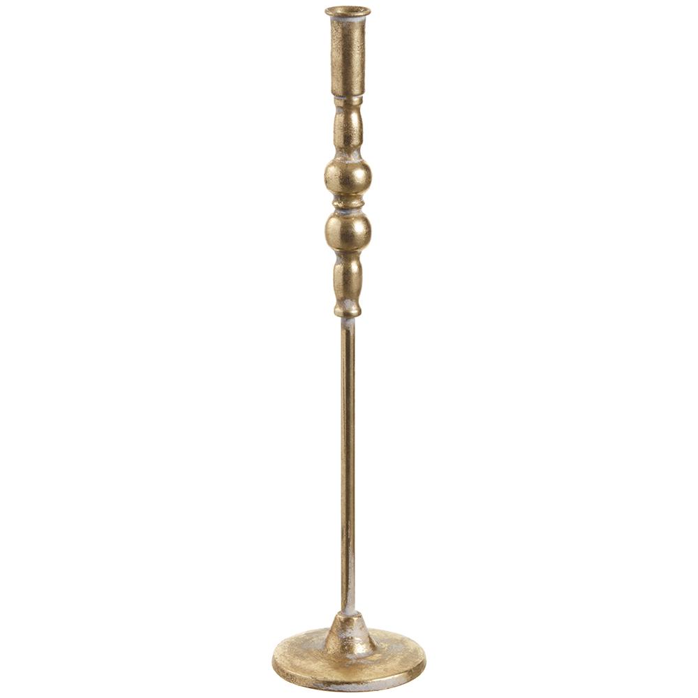 19" Antique Gold Metal Taper Candle Holder