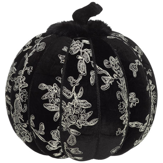 17.5" Black Velvet Embroidered Pumpkin