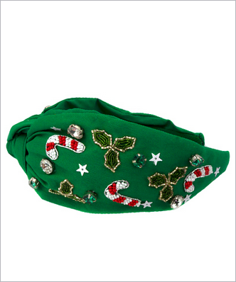 Mistletoe & Candy Cane Jeweled Headband