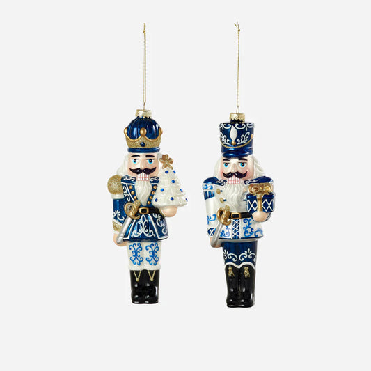 Blue & White Nutcracker Ornament – 8.5" (Each Sold Separately)