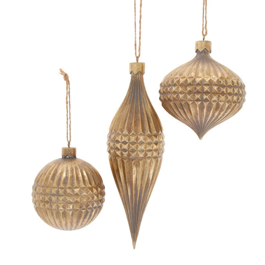 Gold Spiked Ball, Finial & Onion Ornaments