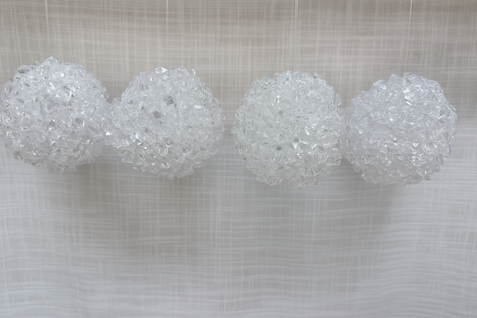 Set of (4) Ice-Crystal Ball Ornaments