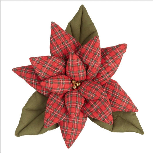 18” Plaid Poinsettia Pillow – Red & Green
