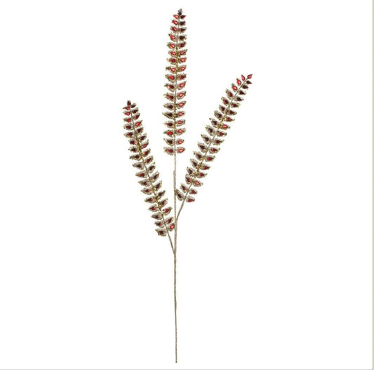 34.5” Glittered Rhinestone Mini Leaf Spray – Red