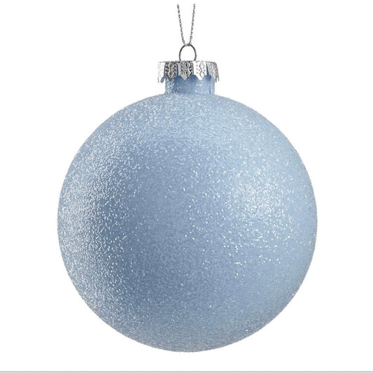 4” Glittered Ball Ornament – Blue