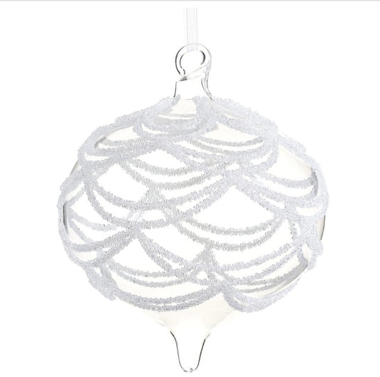 6” Beaded Glass Onion Ornament – Clear