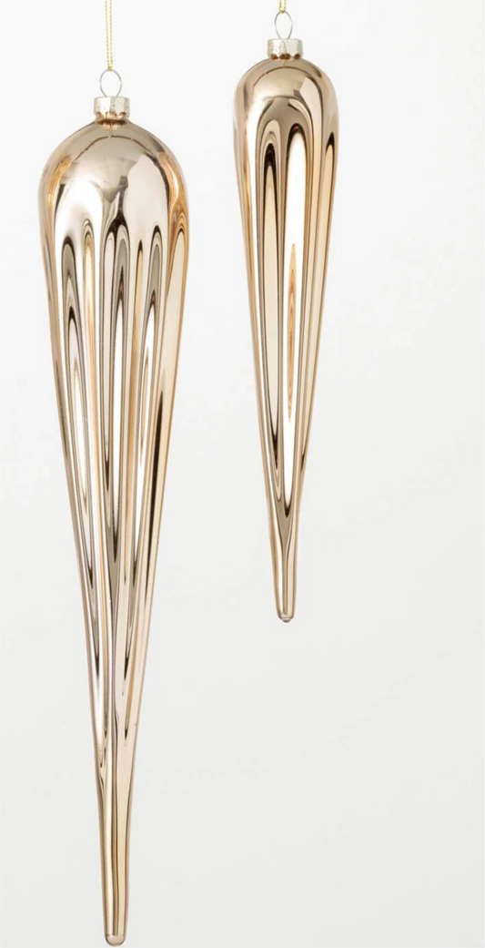 Champagne Chrome Teardrop Ornament Set (11 pcs)