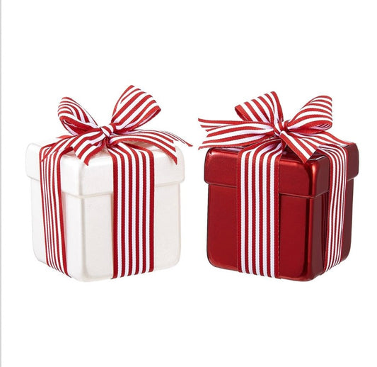 4” Gift Box Ornament – Red & White Sold Separate