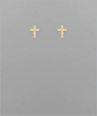 Tiny Crystal Cross Stud Earrings