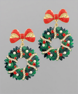 Holiday Wreath Drop Earrings