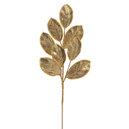 27.75" Gold Glitter Leaf Spray