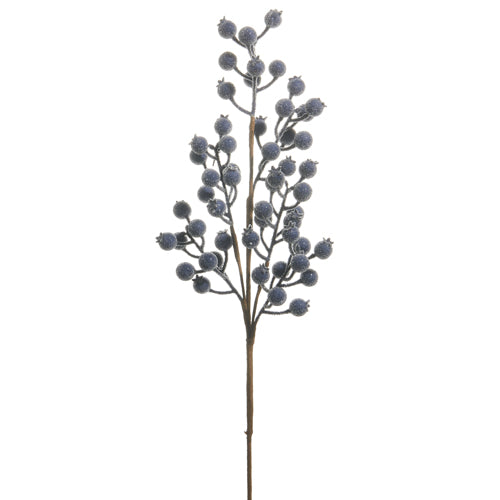 26" Frosted Blue Berry Spray