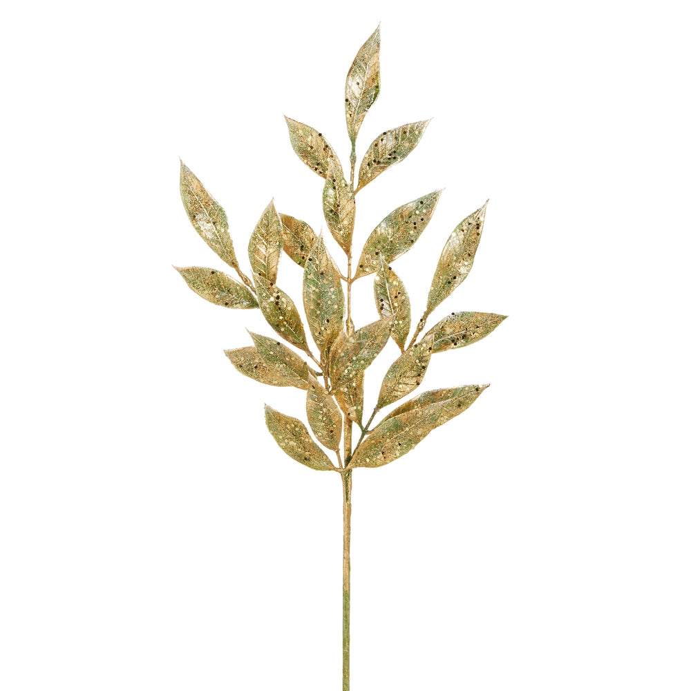 21" Gold Gilded Leaf Spray