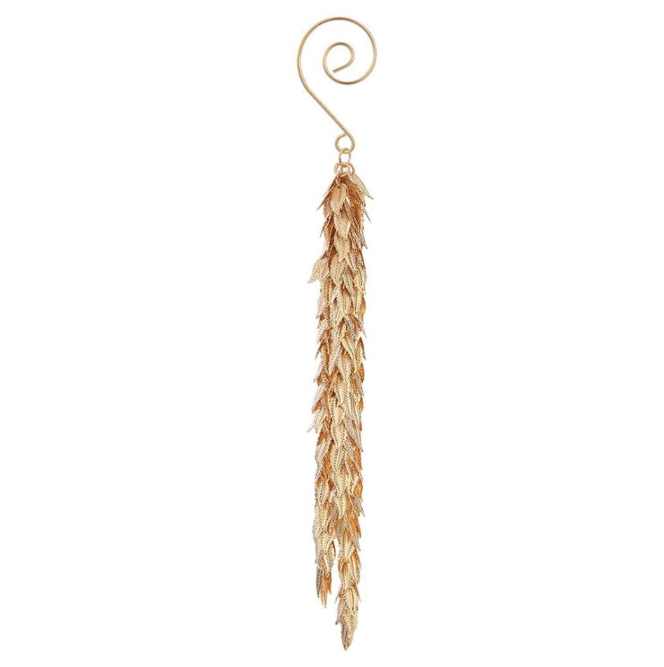 8” Metal Leaf Tassel Ornament – Gold
