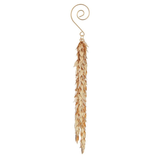 8” Metal Leaf Tassel Ornament – Gold