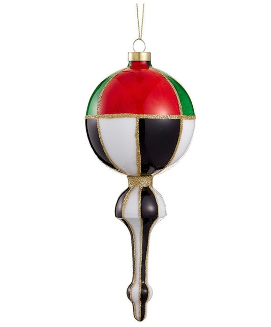 8” Glittered Glass Finial Ornament – Mixed Colors