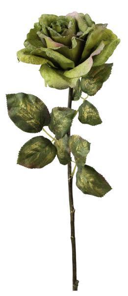24" Glittered Rose Stem – Green