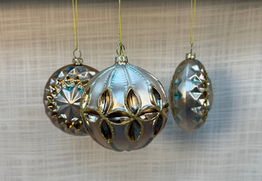 Gold-Accented Ornament Set (3 pcs)