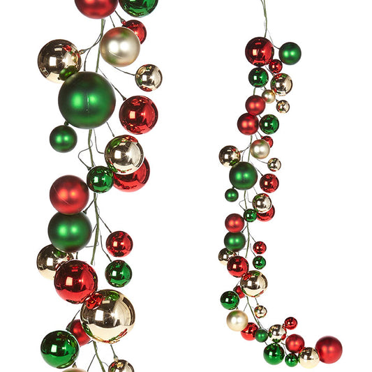 4' Red, Green & Gold Small & Medium Bauble Garland