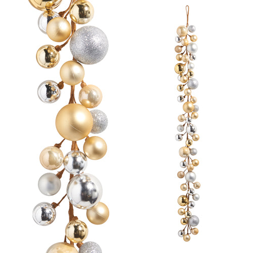 4' Gold & Silver Bauble Garland – Small Baubles