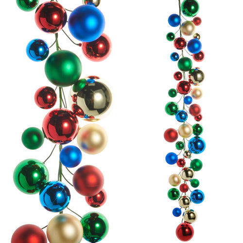 4' Multicolor Bauble Garland – Medium & Small Baubles