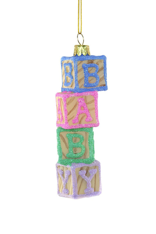 Pastel Glitter Baby Blocks Ornament