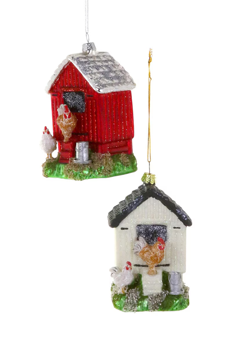 Christmas Chicken Coop Ornament – Red or White