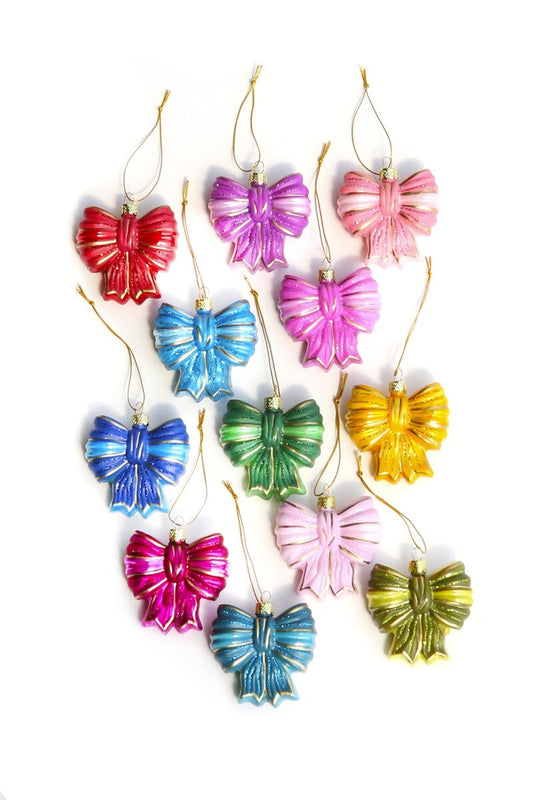 Glittered Satin Bow Ornament
