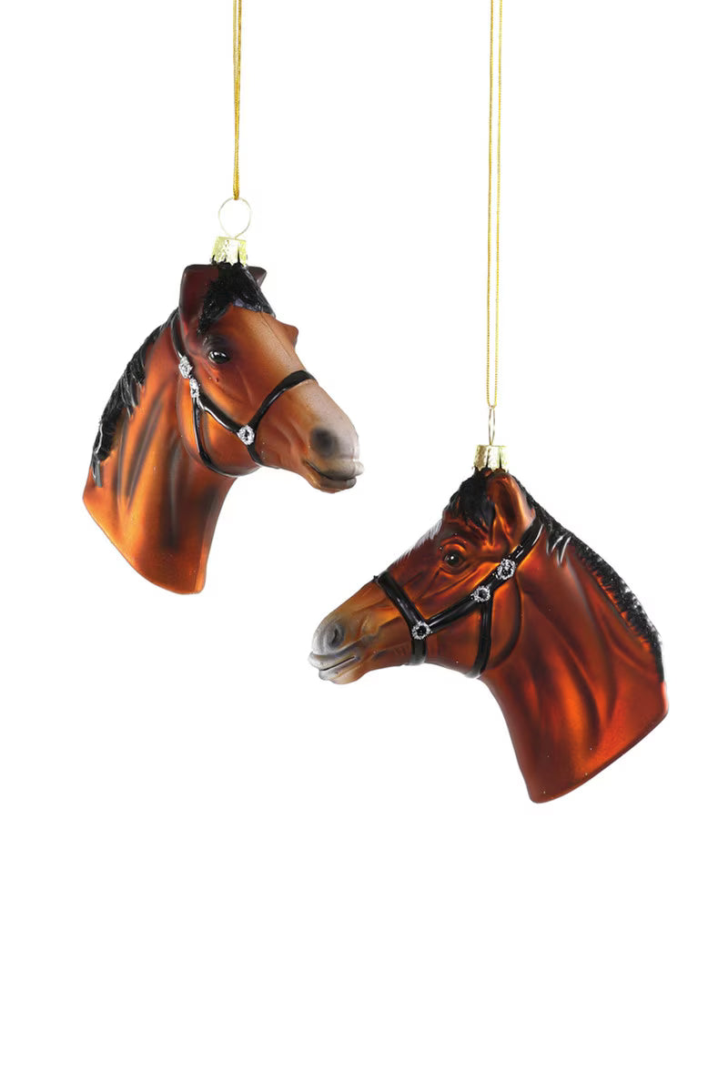 Equestrian Horse Head Glass Christmas Ornament – 4.25"