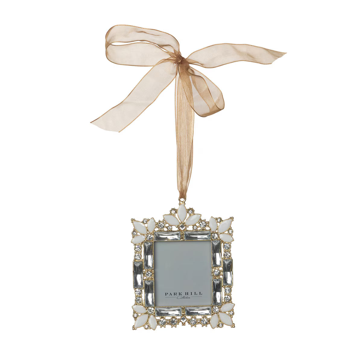 Pewter Jeweled Keepsake Frame Ornament – 4.13"