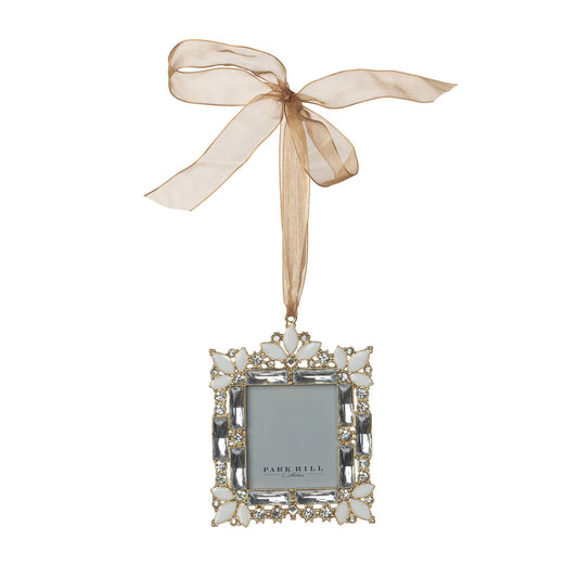 Pewter Jeweled Keepsake Frame Ornament – 4.13"
