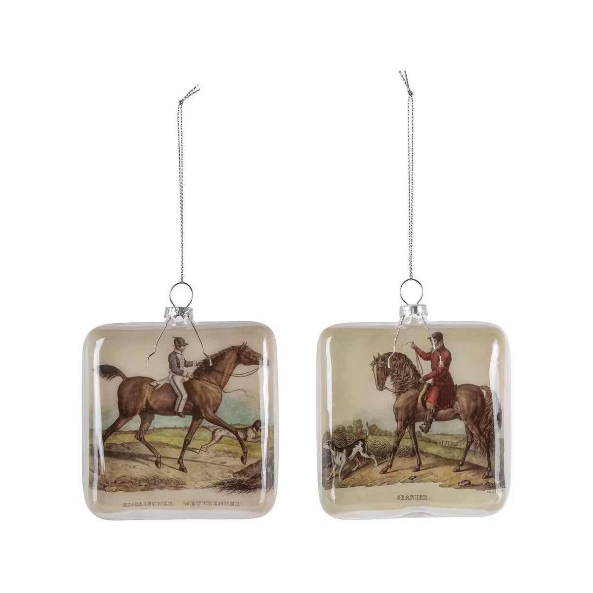 Vintage Equestrian Glass Ornaments