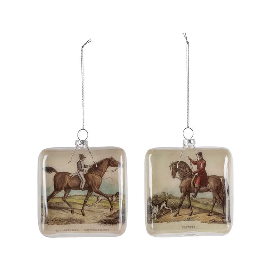 Vintage Equestrian Glass Ornaments