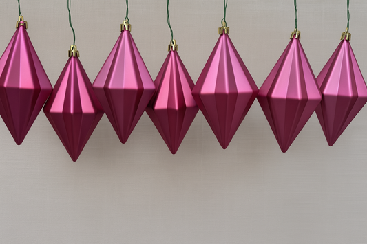 Matte Fuchsia Geometric Ornament Set (9 pcs)