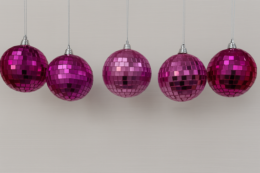 (5) Pink Disco Ball Ornament Set