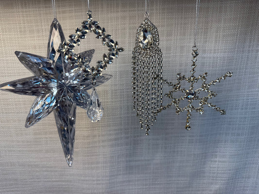 Crystal & Rhinestone Ornament Set (4 pcs)