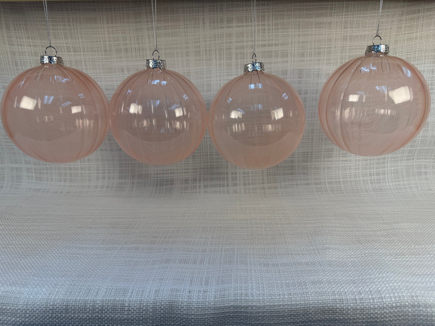 Set of (4) Blush Pink Glass Ball Ornaments