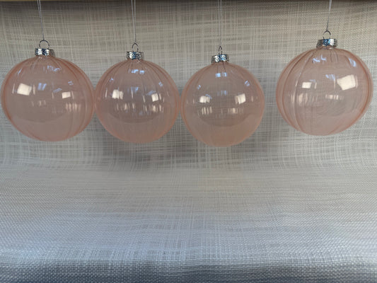 Set of (4) Blush Pink Glass Ball Ornaments