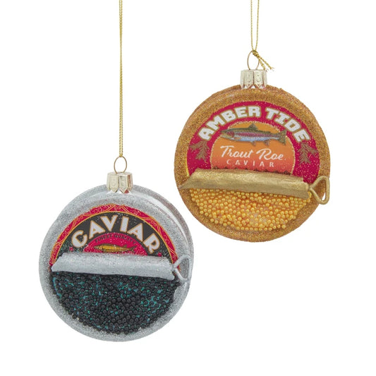 3.5" Glass Caviar & Amber Tide Ornaments