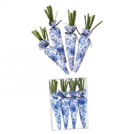 Fabric Toile Easter Carrot Ornament Box Set – 10"