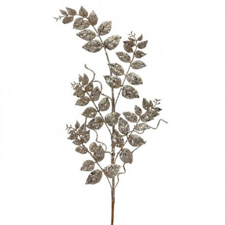 Champagne Glitter Leaf Spray -35"